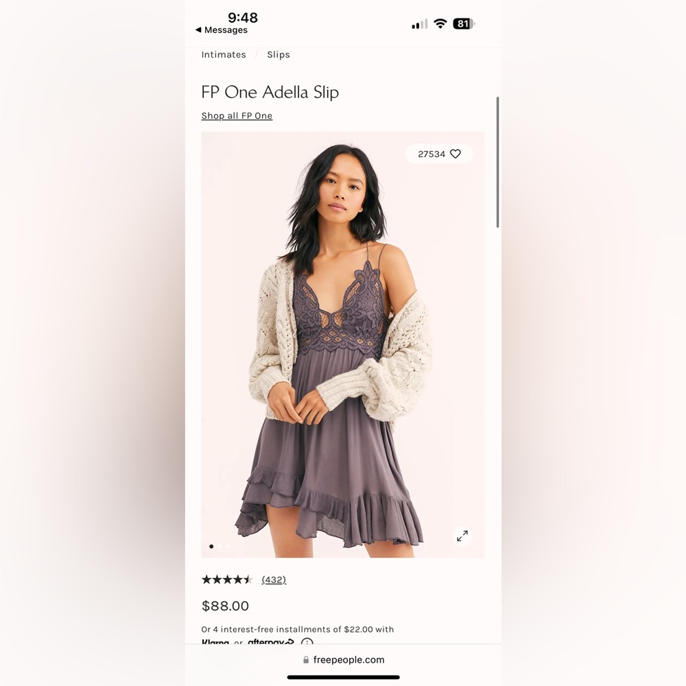 Free People One Adella Slip - Slate